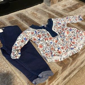 Lucky Brand baby girl long sleeve and legging outfit. Size 18 month. Worn once.